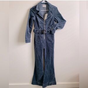 Show me your Mumu Lee Ann flare Jumpsuit size S or XS blue corduroy with belt